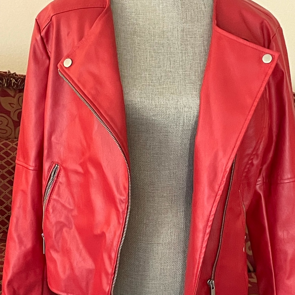 NWOT Bagatelle Red Vegan Leather Jacket